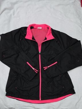 Danskin Now Women XL 16-18 Black Pink Mesh Windbreaker Track Jacket 💖 2 for $20